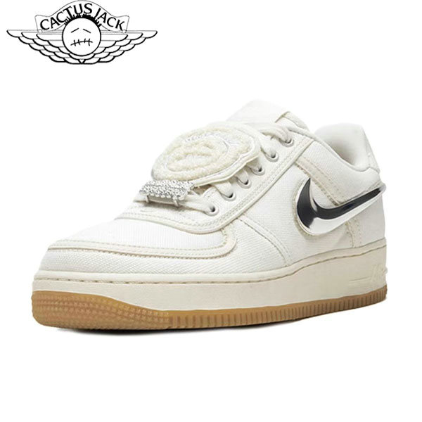 Travis Scott X Nike Air Force 1 Low Sail聯名款 雙鈎 低幫板鞋 帆布 白銀