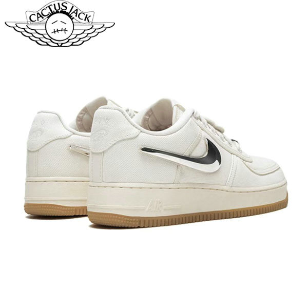 Travis Scott X Nike Air Force 1 Low Sail聯名款 雙鈎 低幫板鞋 帆布 白銀