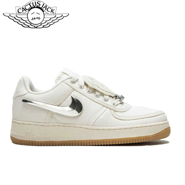 Travis Scott X Nike Air Force 1 Low Sail聯名款 雙鈎 低幫板鞋 帆布 白銀